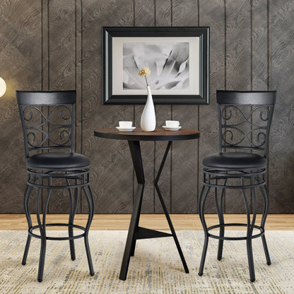 Set of 2 30 Inch Bar Stool with Backrest and Footrest, Black Bar Stools   at Gallery Canada