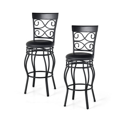 Set of 2 30 Inch Bar Stool with Backrest and Footrest, Black Bar Stools   at Gallery Canada