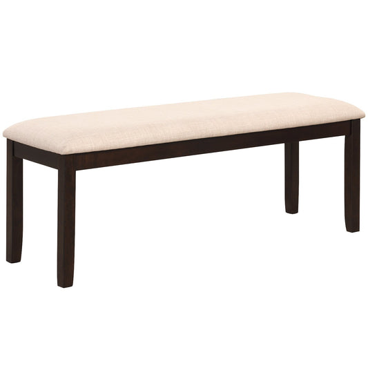 Upholstered Ottoman Bench with Padded Cushion, Beige - Gallery Canada