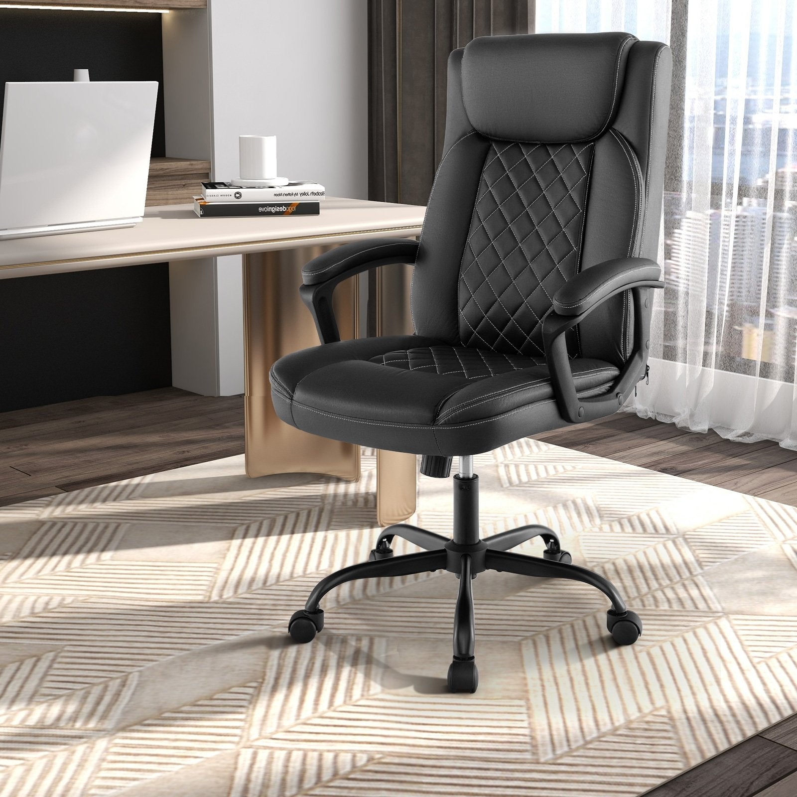 High Back Ergonomic Executive Chair with Thick Headrest Cushion, Black Executive Chairs   at Gallery Canada