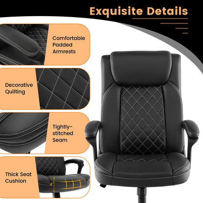 High Back Ergonomic Executive Chair with Thick Headrest Cushion, Black Executive Chairs   at Gallery Canada