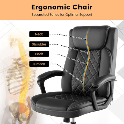 High Back Ergonomic Executive Chair with Thick Headrest Cushion, Black Executive Chairs   at Gallery Canada