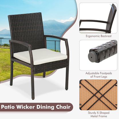 7 Pieces Patio Wicker Cushioned Dining Set with Umbrella Hole, Natural Patio Dining Sets   at Gallery Canada