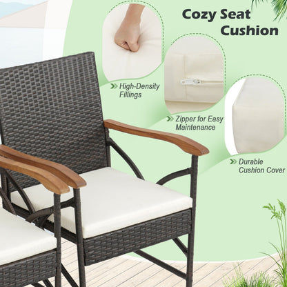 Set of 2/4 Patio Wicker Chairs with Soft Zippered Cushion-Set of 4, Off White Patio Dining Chairs   at Gallery Canada