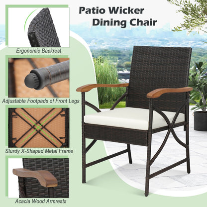 Set of 2/4 Patio Wicker Chairs with Soft Zippered Cushion-Set of 4, Off White Patio Dining Chairs   at Gallery Canada