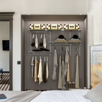 Custom Closet Organizer Kit 3 to 5 Feet Wall-Mounted Closet System with Hang Rod, Gray Clothing & Closet Storage   at Gallery Canada