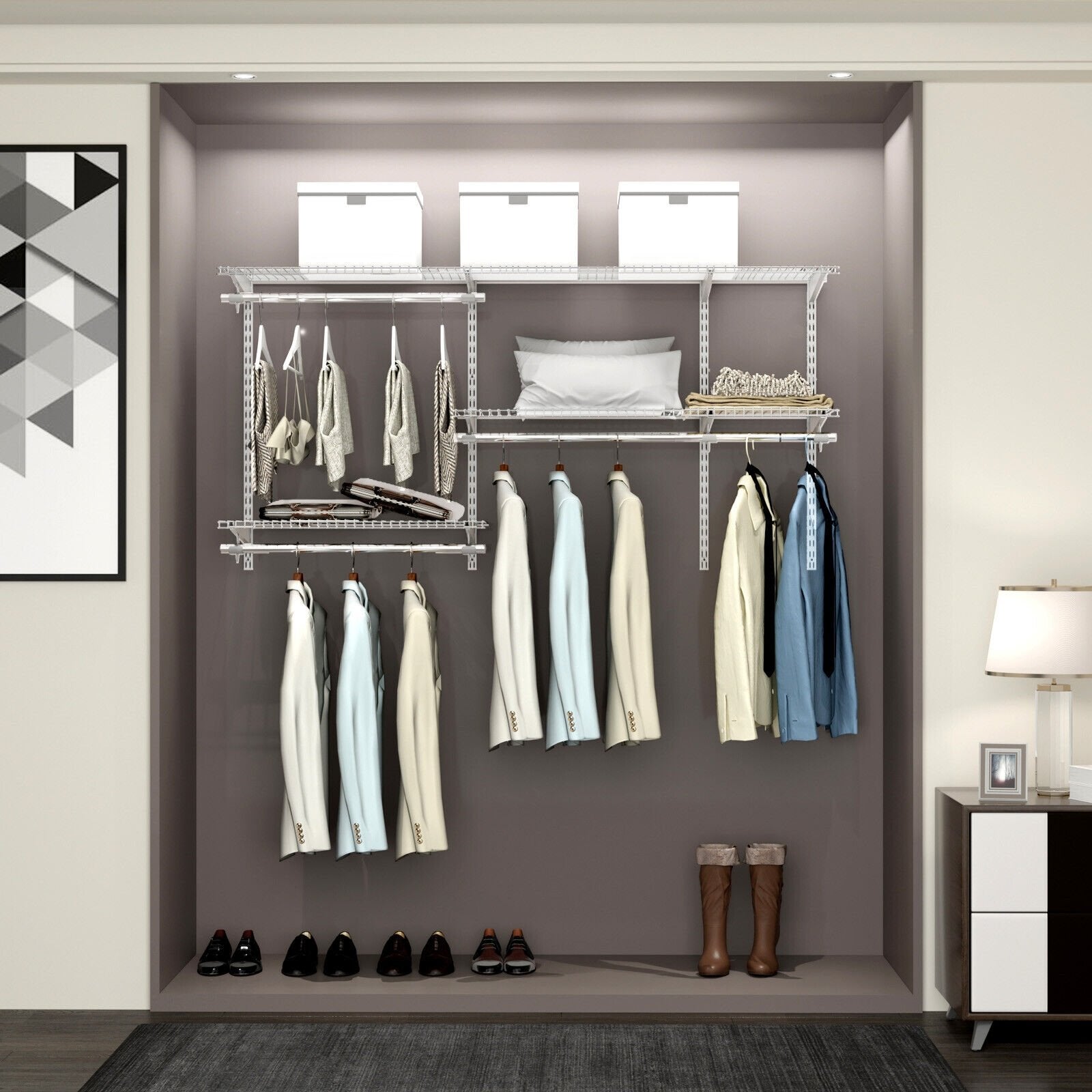 Custom Closet Organizer Kit 3 to 5 Feet Wall-Mounted Closet System with Hang Rod, White Clothing & Closet Storage   at Gallery Canada