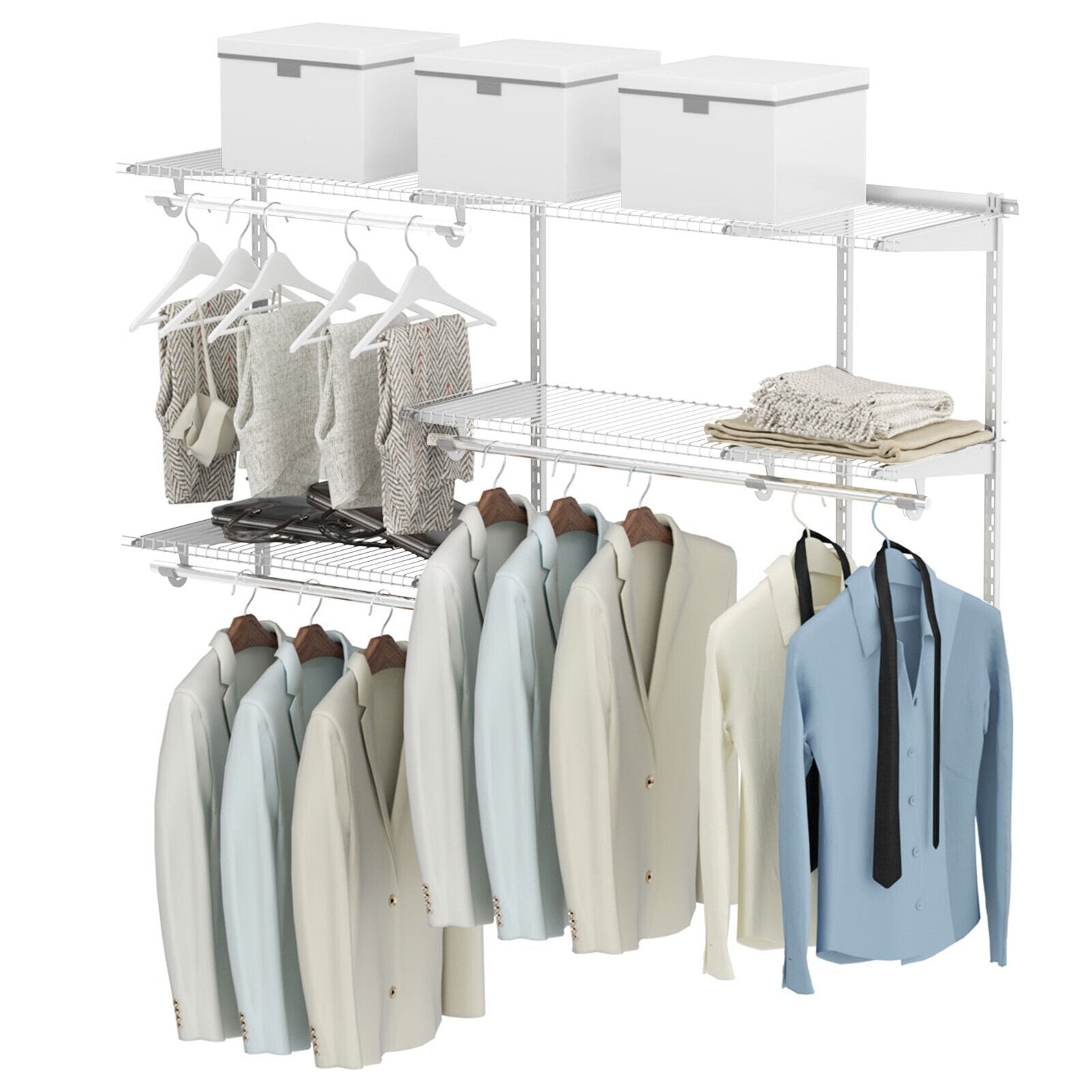 Custom Closet Organizer Kit 3 to 5 Feet Wall-Mounted Closet System with Hang Rod, White Clothing & Closet Storage   at Gallery Canada