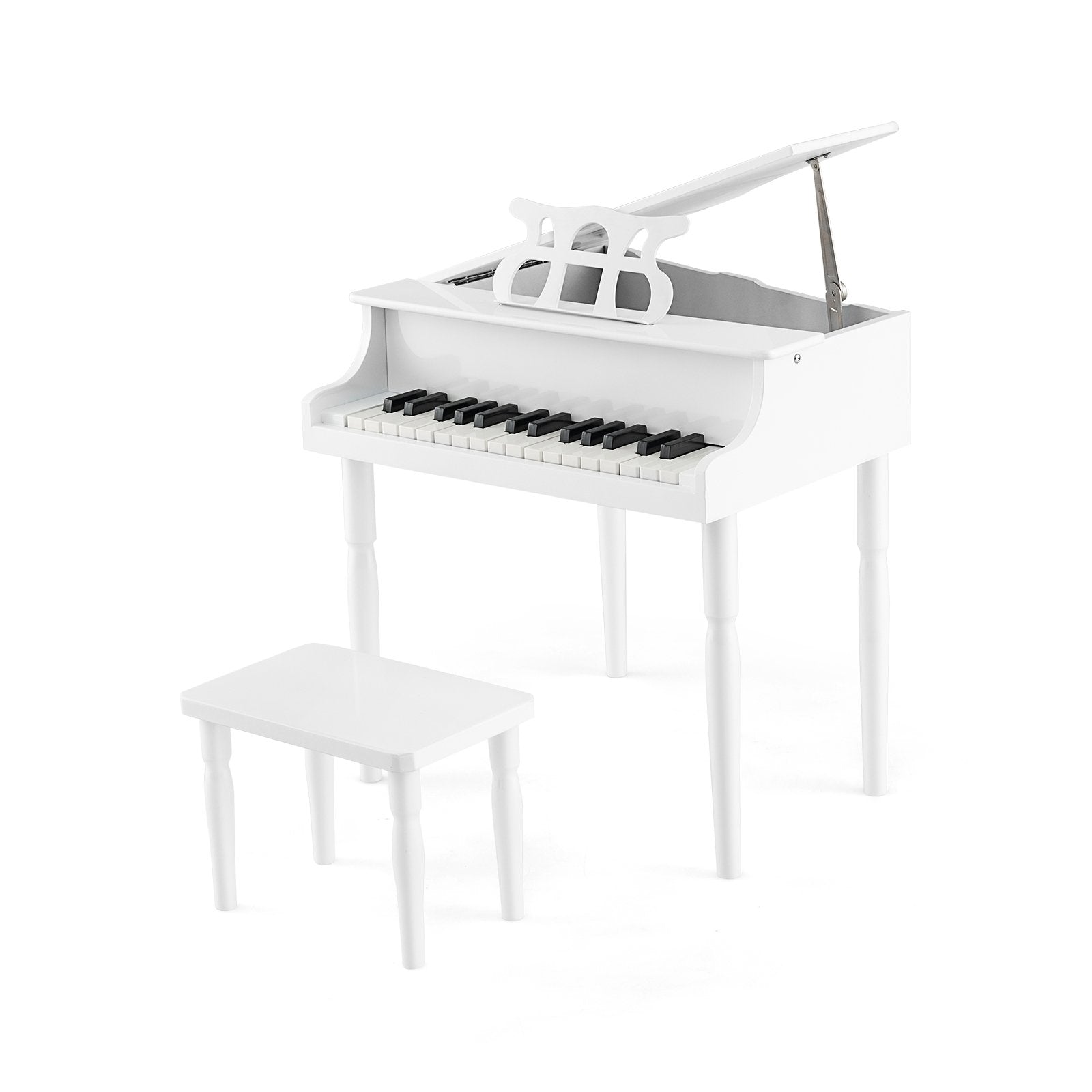 30-Key Wood Toy Kids Grand Piano with Bench and Music Rack, White Pianos & Keyboards   at Gallery Canada