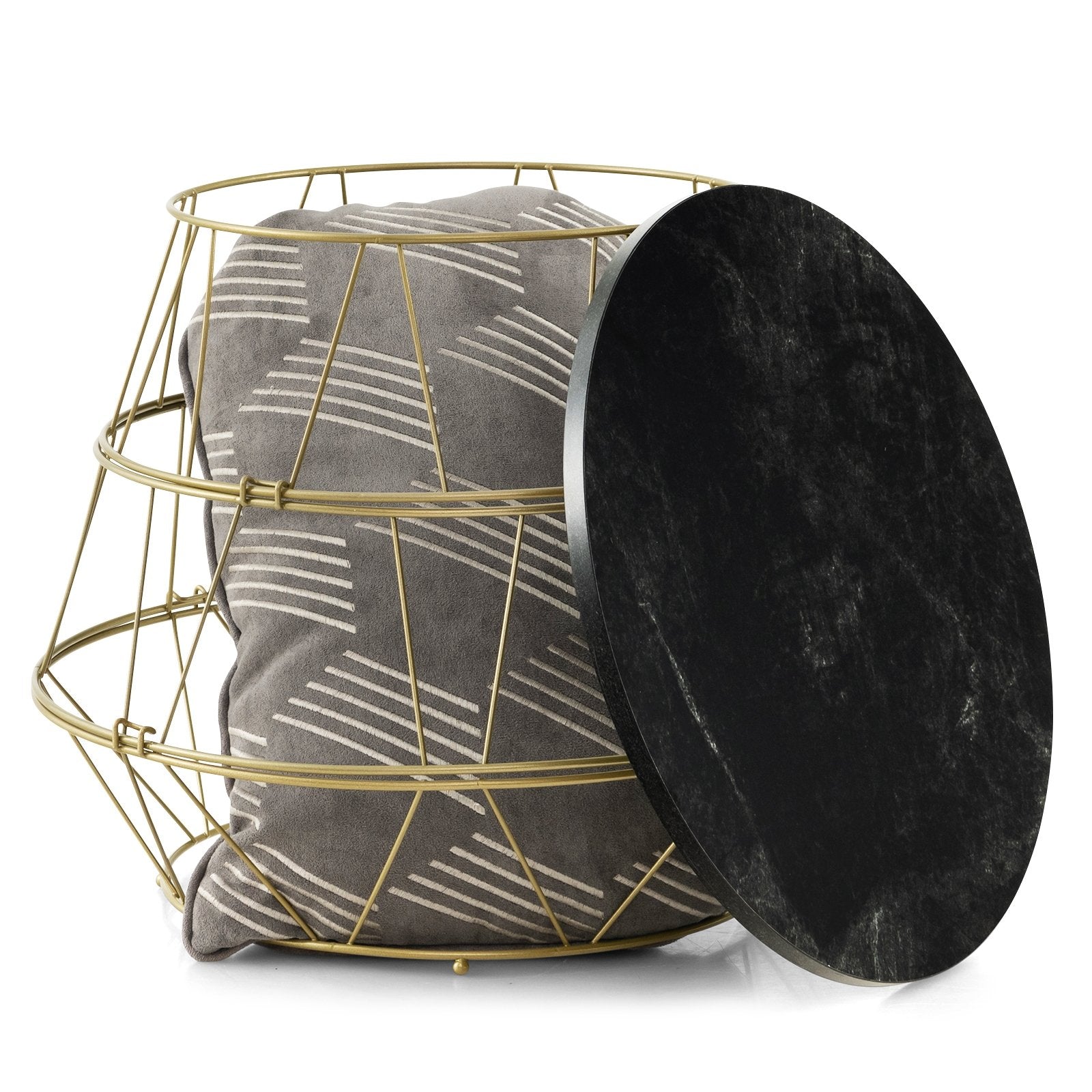 Round Metal Frame End Table with Removable Top, Golden End & Side Tables   at Gallery Canada