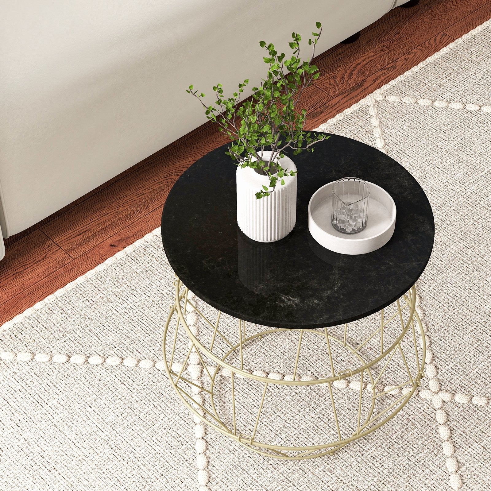 Round Metal Frame End Table with Removable Top, Golden End & Side Tables   at Gallery Canada