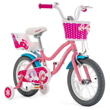 Kids Bicycle with Training Wheels and Basket for Boys and Girls Age 3-9 Years-14", Pink Kids Bike   at Gallery Canada