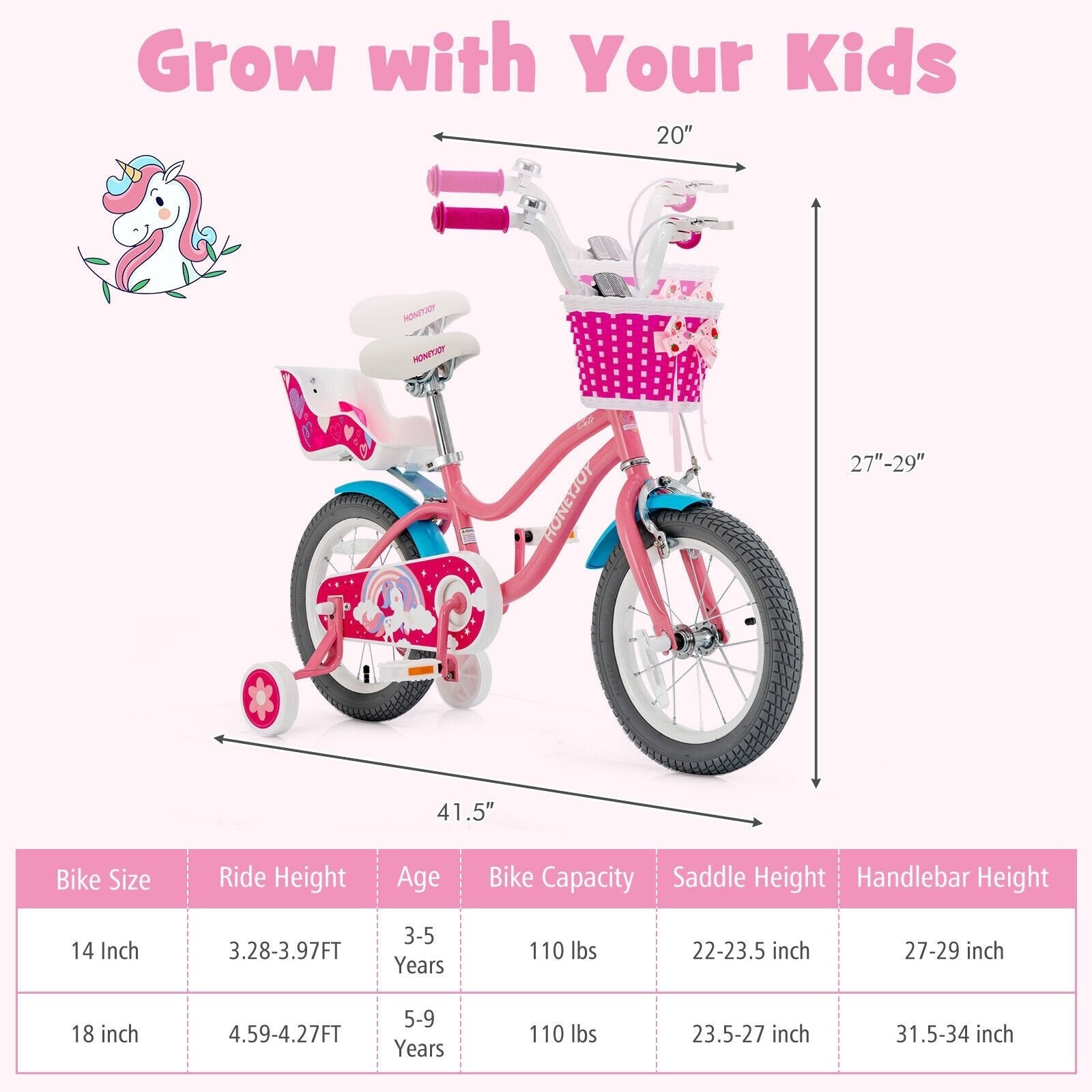 Kids Bicycle with Training Wheels and Basket for Boys and Girls Age 3-9 Years-14