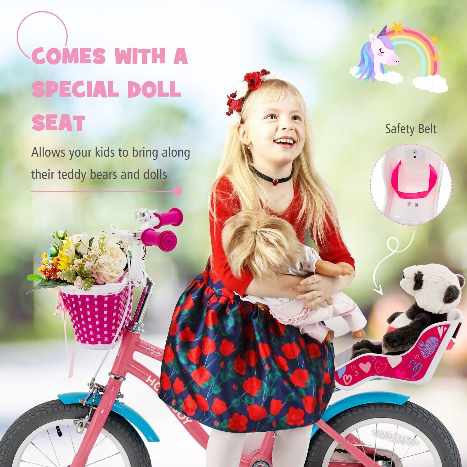 Kids Bicycle with Training Wheels and Basket for Boys and Girls Age 3-9 Years-14