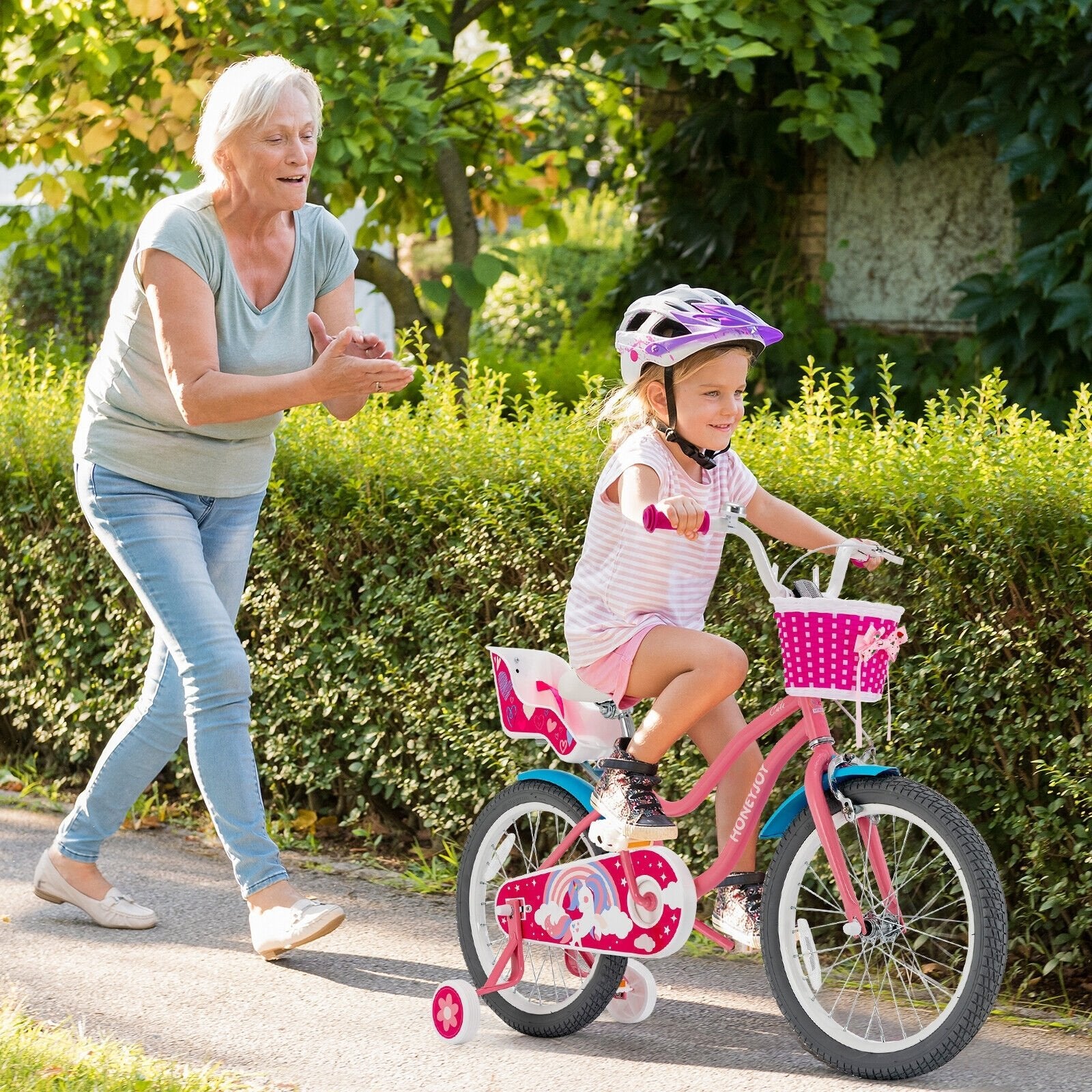 Kids Bicycle with Training Wheels and Basket for Boys and Girls Age 3-9 Years-18