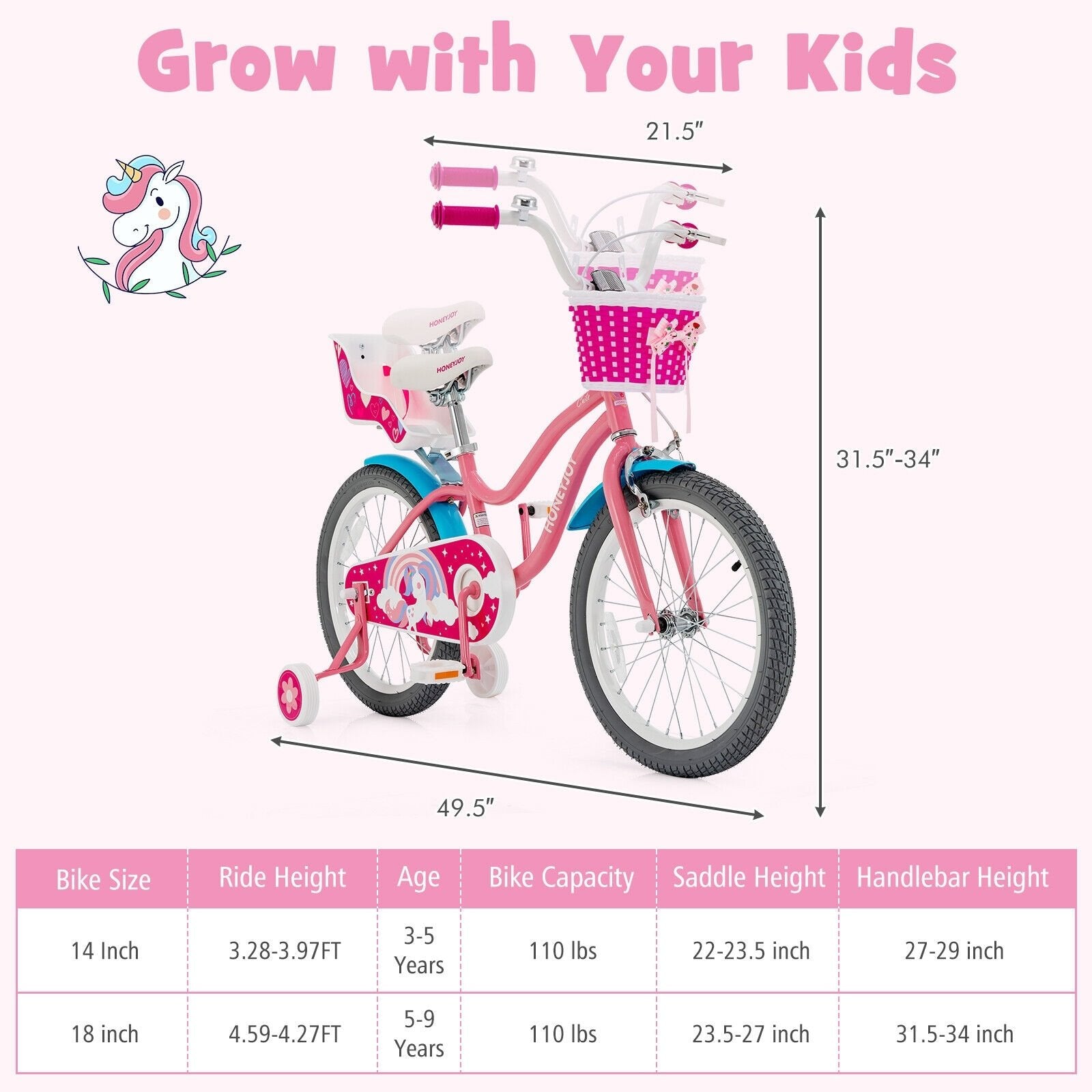 Kids Bicycle with Training Wheels and Basket for Boys and Girls Age 3-9 Years-18