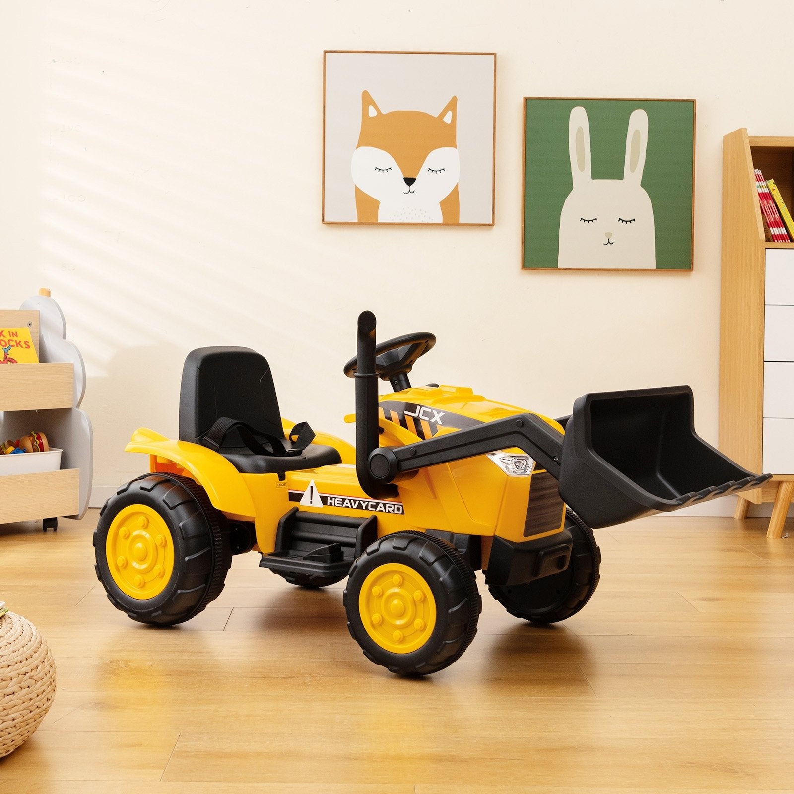 12V Kid's Ride on Excavator with Adjustable Digging Bucket, Yellow Powered Ride On Toys   at Gallery Canada