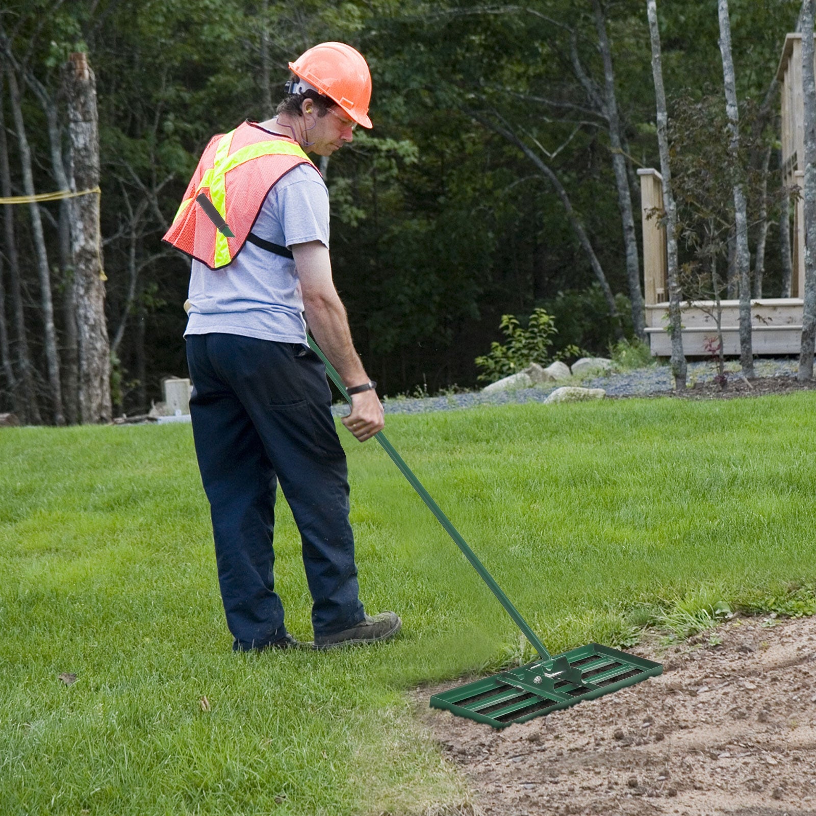 30 x 10 Inch Lawn Leveling Rake with Ergonomic Handle, Green Garden Tools at Gallery Canada