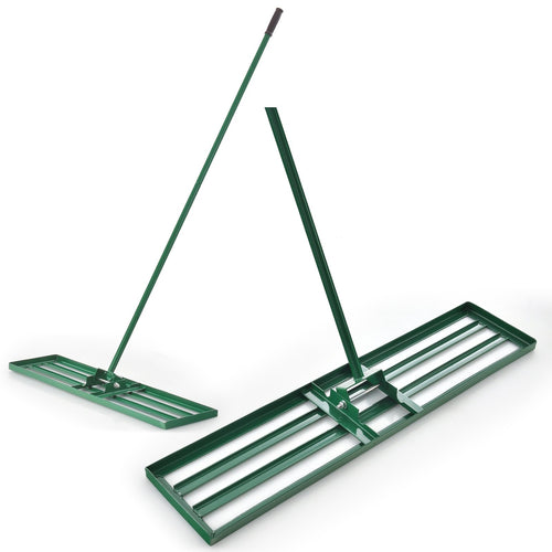 36 x 10 Inch Lawn Leveling Rake with Ergonomic Handle, Green