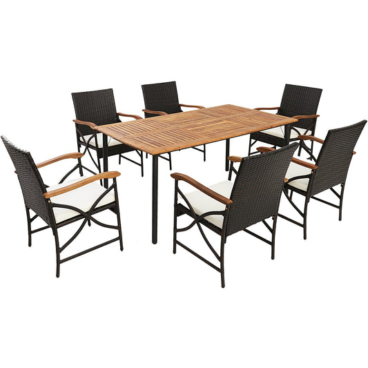 5/7-Piece Outdoor Dining Set with Acacia Wood Table-6 Pieces +, Brown Patio Dining Sets   at Gallery Canada