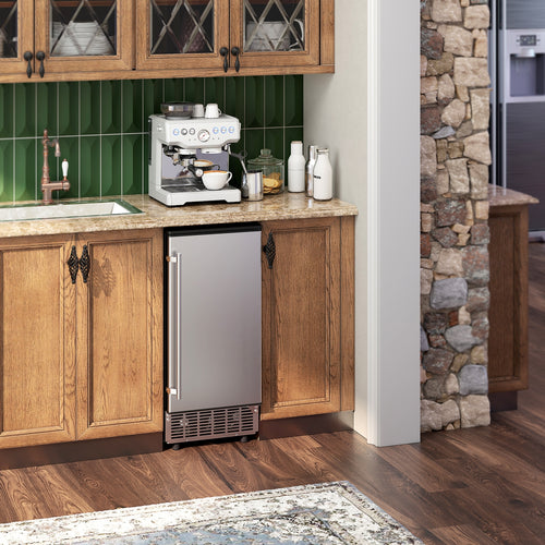 Free-Standing Built-In Undercounter Ice Maker, Silver