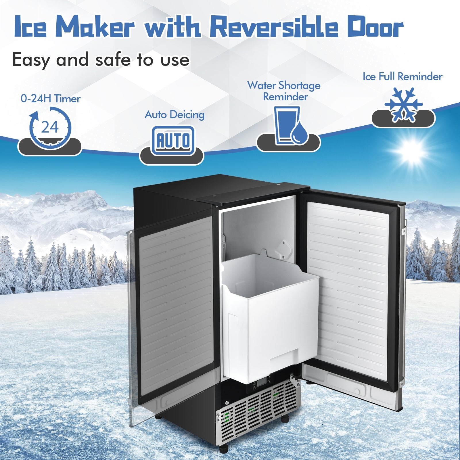 Free-Standing Built-In Undercounter Ice Maker, Silver Ice Makers at Gallery Canada