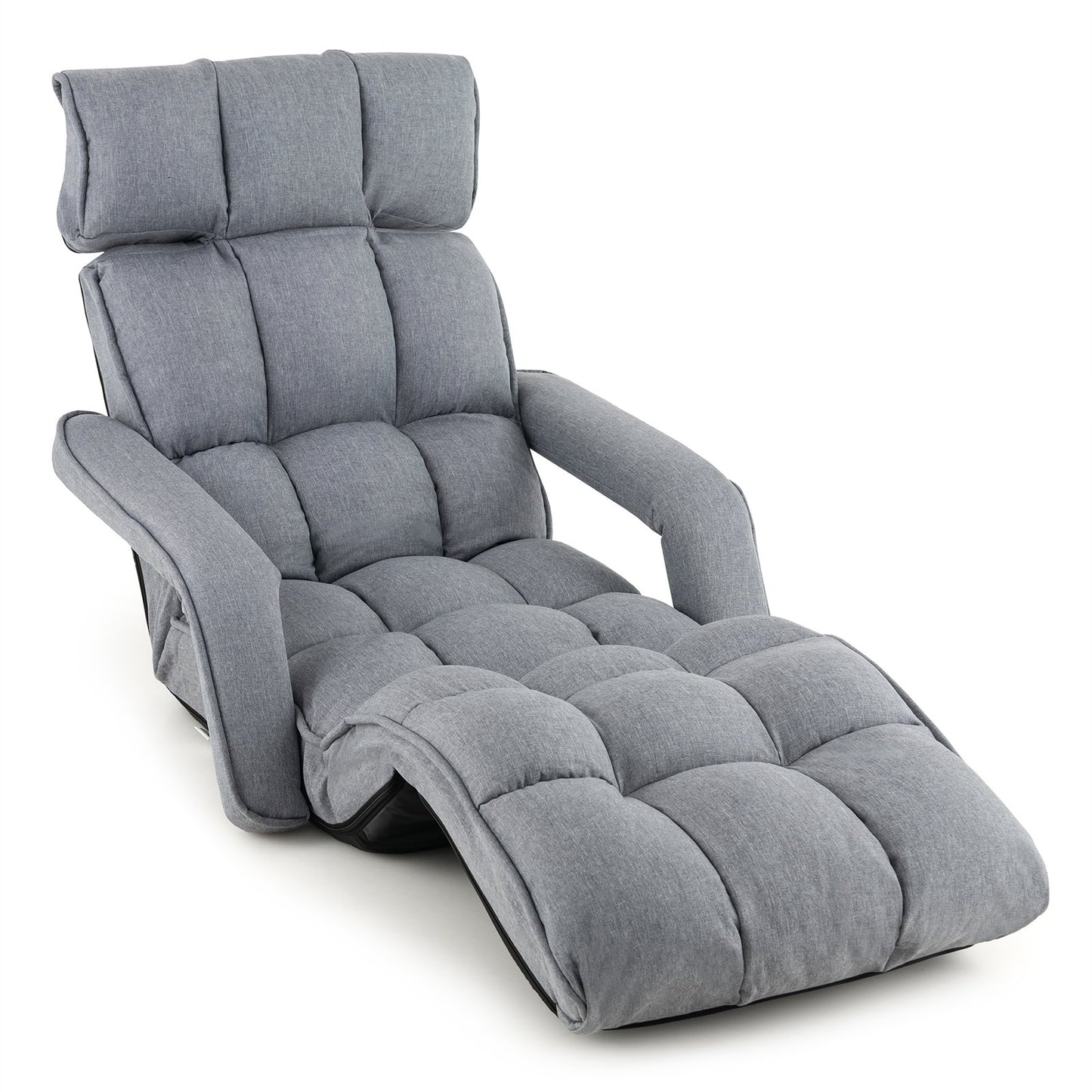 6-Position Adjustable Floor Chair with Adjustable Armrests and Footrest, Gray Floor Chairs   at Gallery Canada