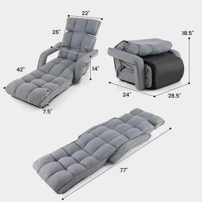 6-Position Adjustable Floor Chair with Adjustable Armrests and Footrest, Gray Floor Chairs   at Gallery Canada