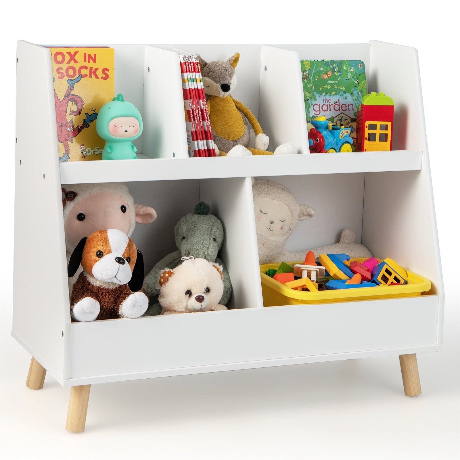 5-Cube Kids Bookshelf and Toy Organizer with Anti-Tipping Kits, White - Gallery Canada