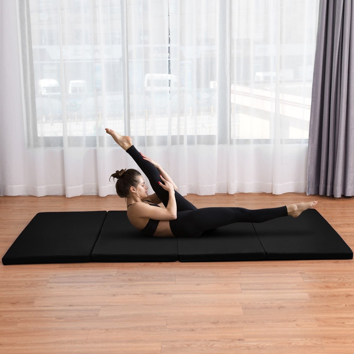 4' x 8' x 2 Inch Folding Panel Exercise Gymnastics Mat, Black Yoga & Gym Mats   at Gallery Canada