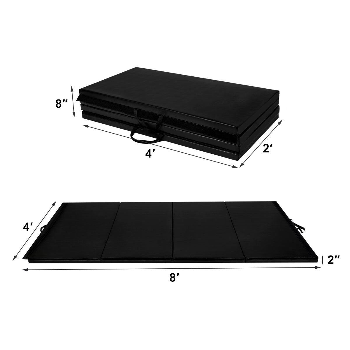 4' x 8' x 2 Inch Folding Panel Exercise Gymnastics Mat, Black Yoga & Gym Mats   at Gallery Canada