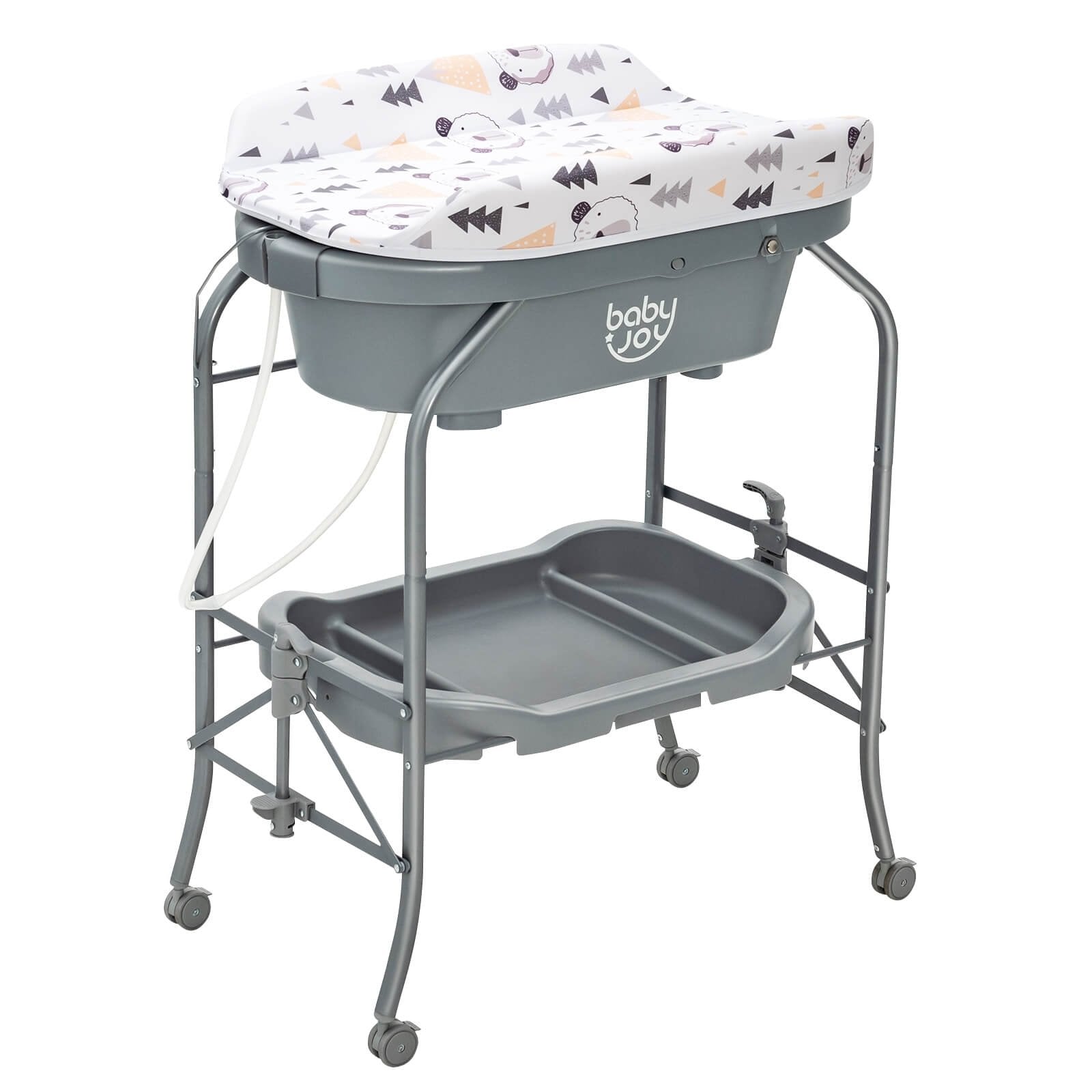 Portable Baby Changing Table with Storage Basket and Shelves, Gray Changing Tables   at Gallery Canada