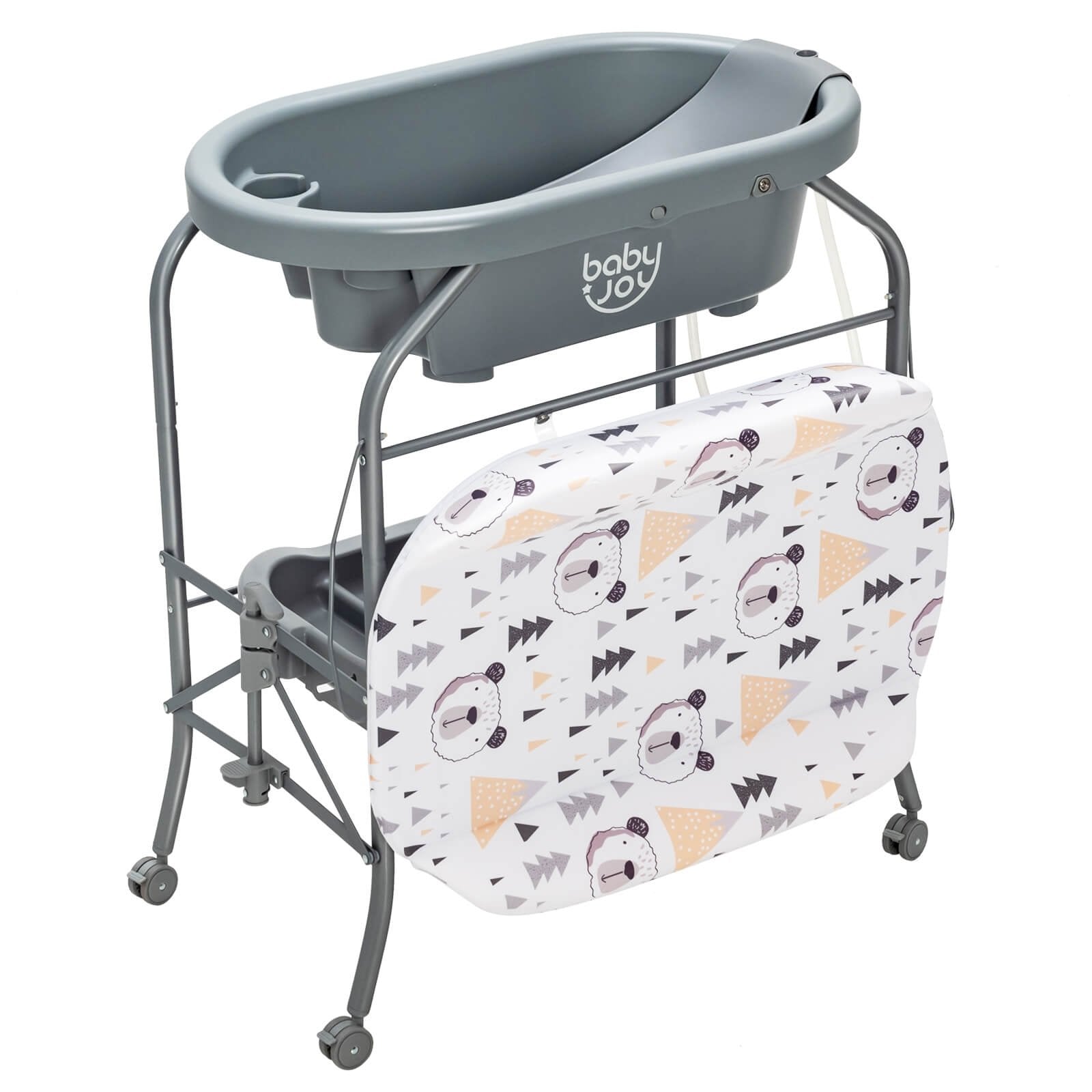 Portable Baby Changing Table with Storage Basket and Shelves, Gray Changing Tables   at Gallery Canada