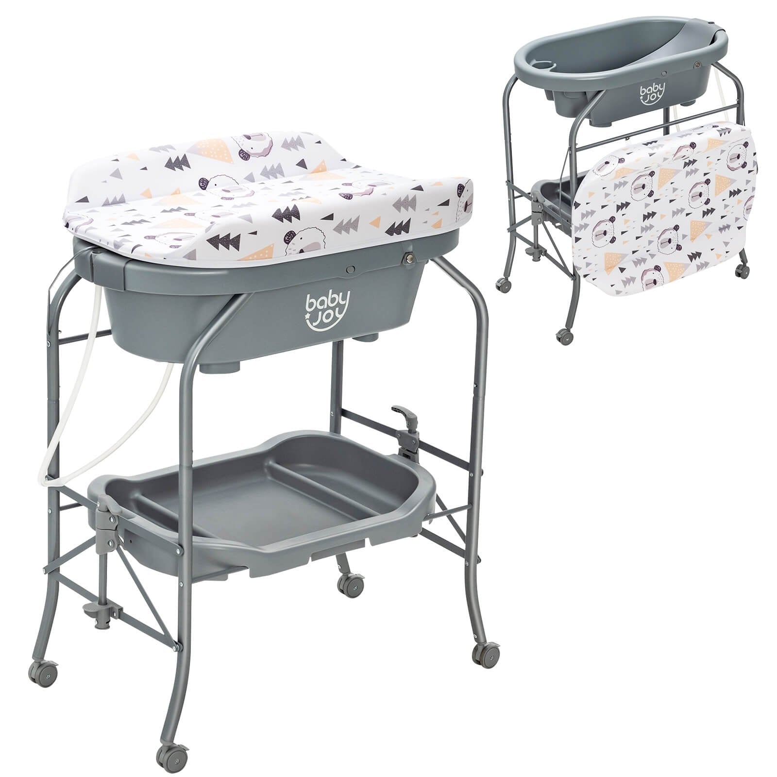 Portable Baby Changing Table with Storage Basket and Shelves, Gray Changing Tables   at Gallery Canada