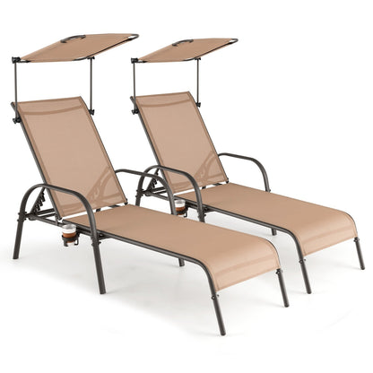 Patio Heavy-Duty 5-Level Adjustable Chaise Lounge Chair, Brown Outdoor Chaise Lounges   at Gallery Canada