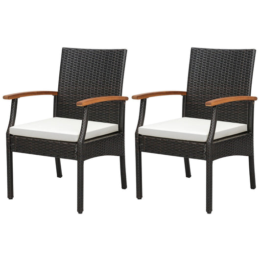Patio Dining Chair with Soft Zippered Cushion-Set of 2, Brown - Gallery Canada