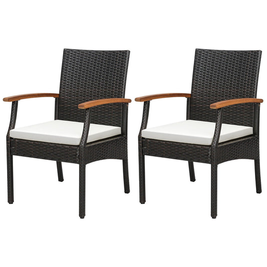 Patio Dining Chair with Soft Zippered Cushion-Set of 2, Brown Patio Dining Chairs   at Gallery Canada