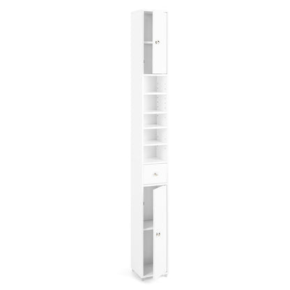 Freestanding Slim Bathroom Cabinet with Drawer and Adjustable Shelves, White Floor Cabinets   at Gallery Canada