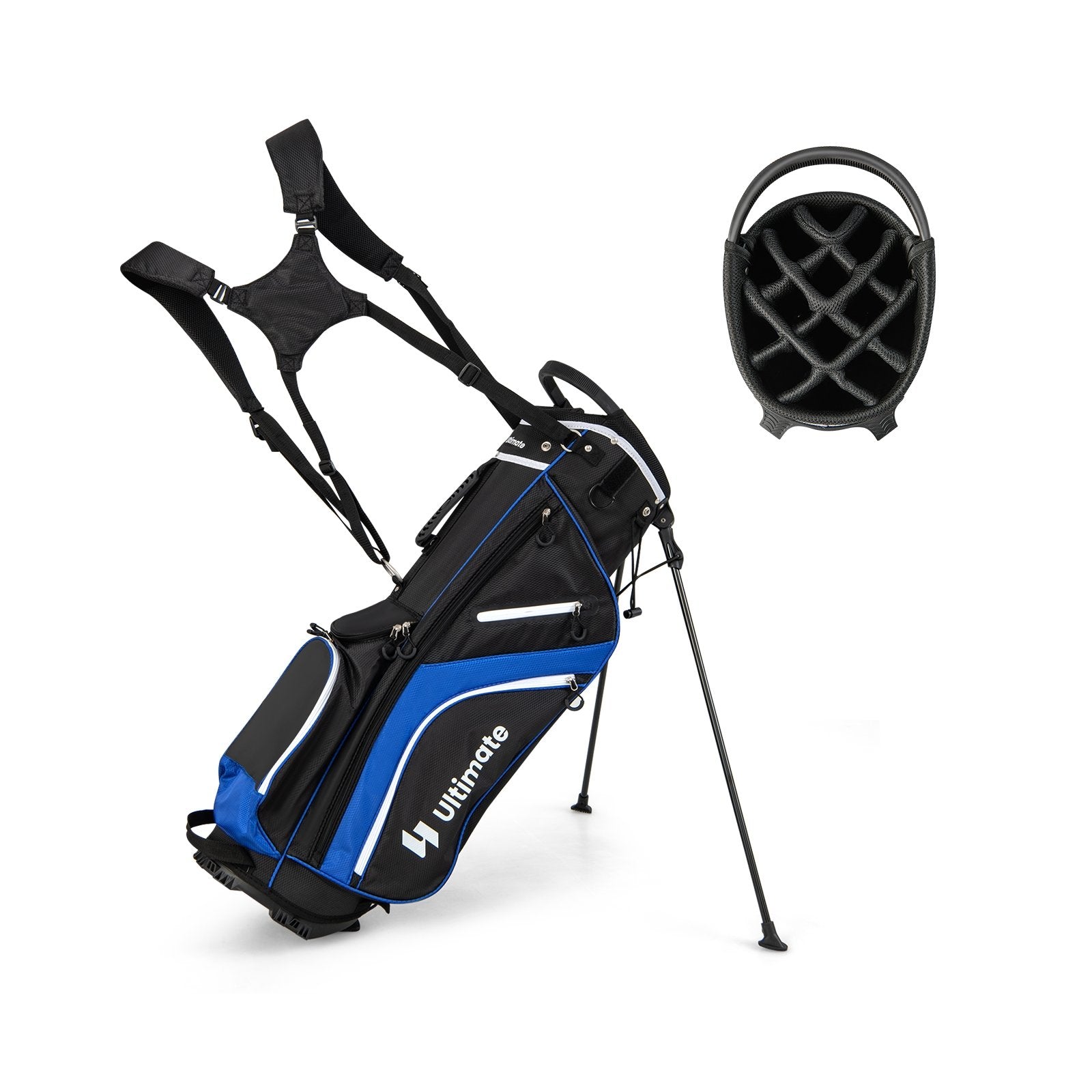 Lightweight Golf Stand Bag with 14 Way Top Dividers and 6 Pockets, Blue Golf   at Gallery Canada