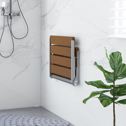 Wall-Mounted Foldable Waterproof HIPS Bathroom Bench, Brown Bath Safety   at Gallery Canada