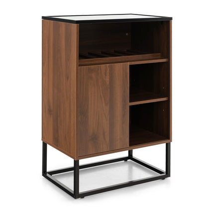 Wine Storage Cabinet Buffet Sideboard with Adjustable Shelf and Sliding Door, Brown Sideboards Cabinets & Buffets   at Gallery Canada