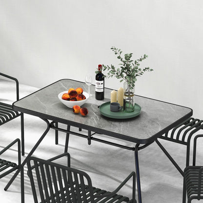 49 Inch Patio Rectangle Dining Table with Umbrella Hole, Black & Gray Patio Dining Tables   at Gallery Canada