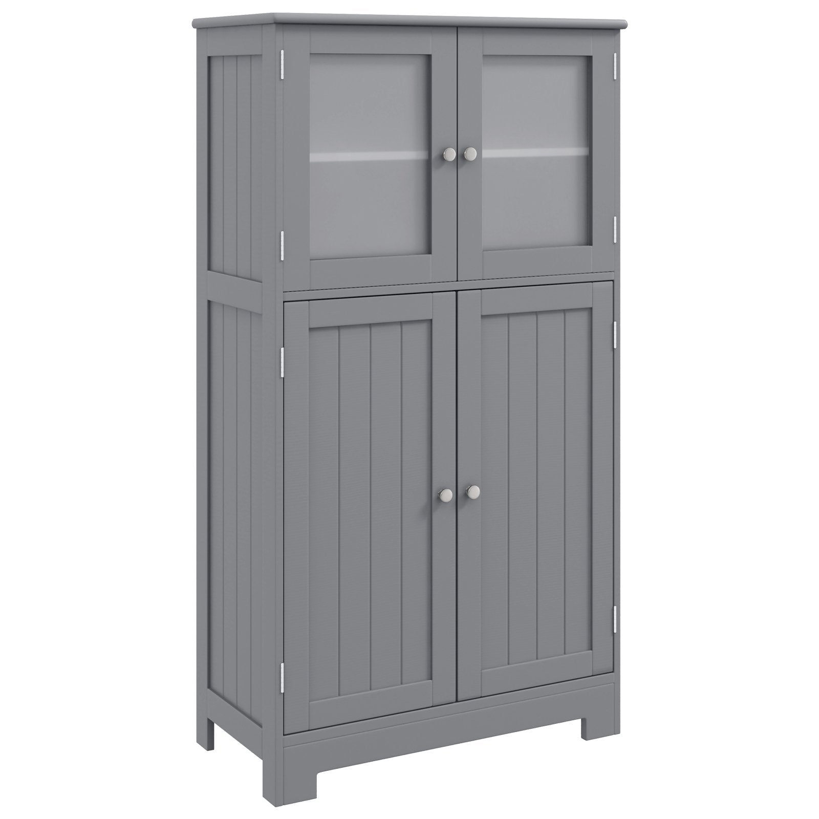 Bathroom Floor Storage Locker Kitchen Cabinet with Doors and Adjustable Shelf, Gray Floor Cabinets   at Gallery Canada