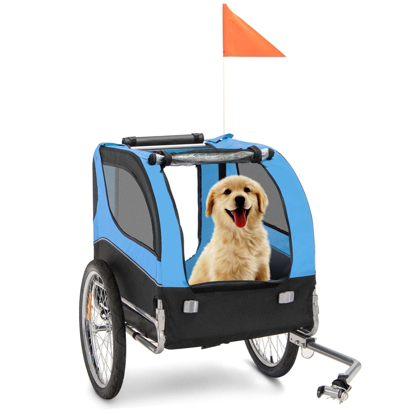 Dog Bike Trailer Foldable Pet Cart with 3 Entrances for Travel, Blue Dog Supplies   at Gallery Canada