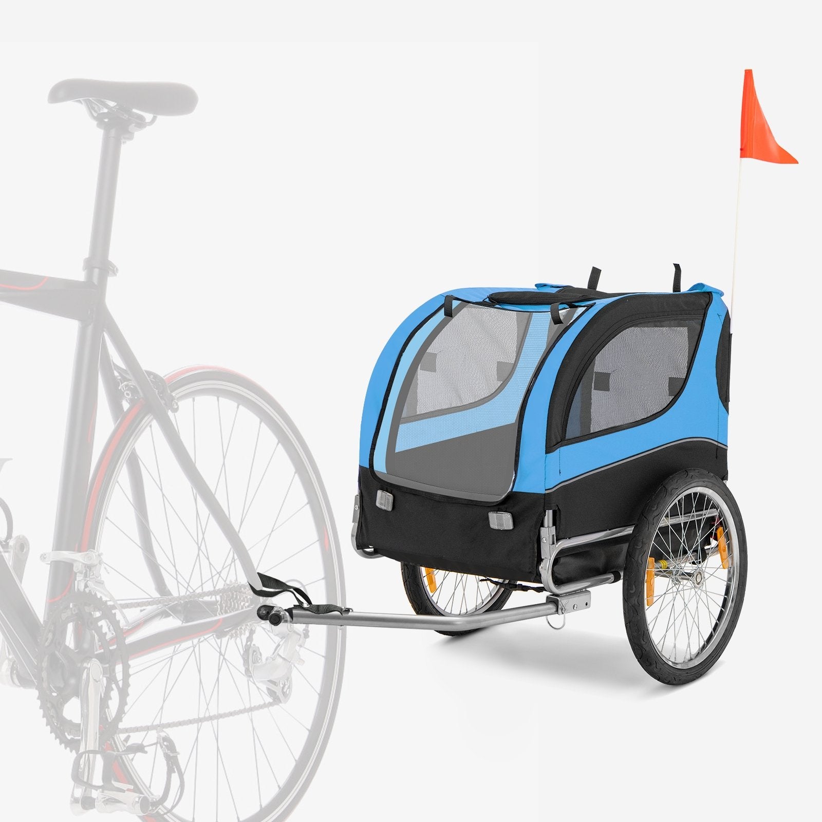 Dog Bike Trailer Foldable Pet Cart with 3 Entrances for Travel, Blue Dog Supplies   at Gallery Canada