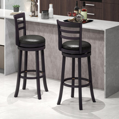 Set of 2 Bar Stools Swivel Bar Height Chairs with PU Upholstered Seats Kitchen, Black Bar Stools   at Gallery Canada