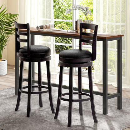 Set of 2 Bar Stools Swivel Bar Height Chairs with PU Upholstered Seats Kitchen, Black Bar Stools   at Gallery Canada