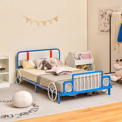 Twin Size Kids Bed Frame Car Shaped Metal Platform Bed with Upholstered Headboard Toddler Beds   at Gallery Canada