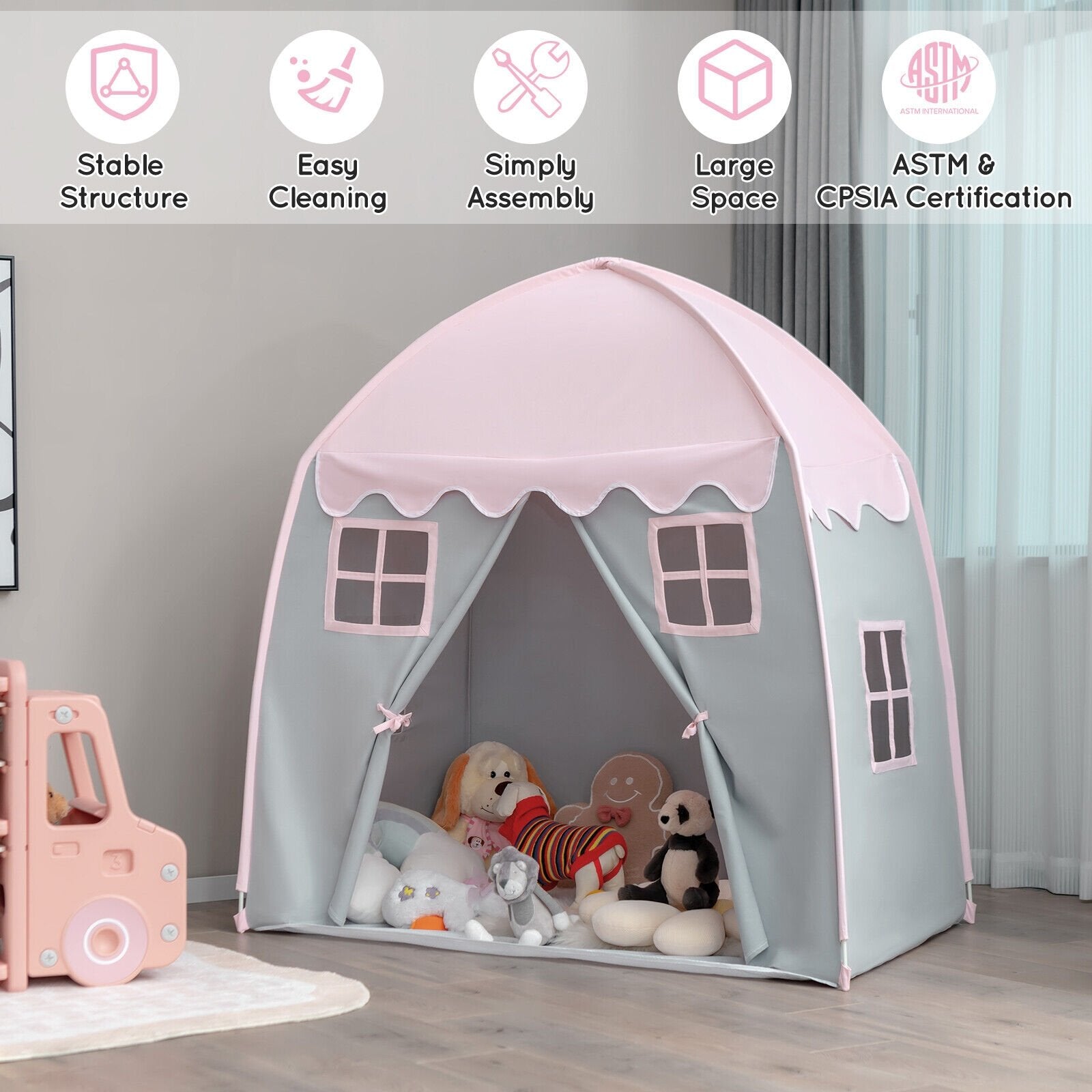 Portable Indoor Kids Play Castle Tent, Pink Play Tents & Playhouse   at Gallery Canada