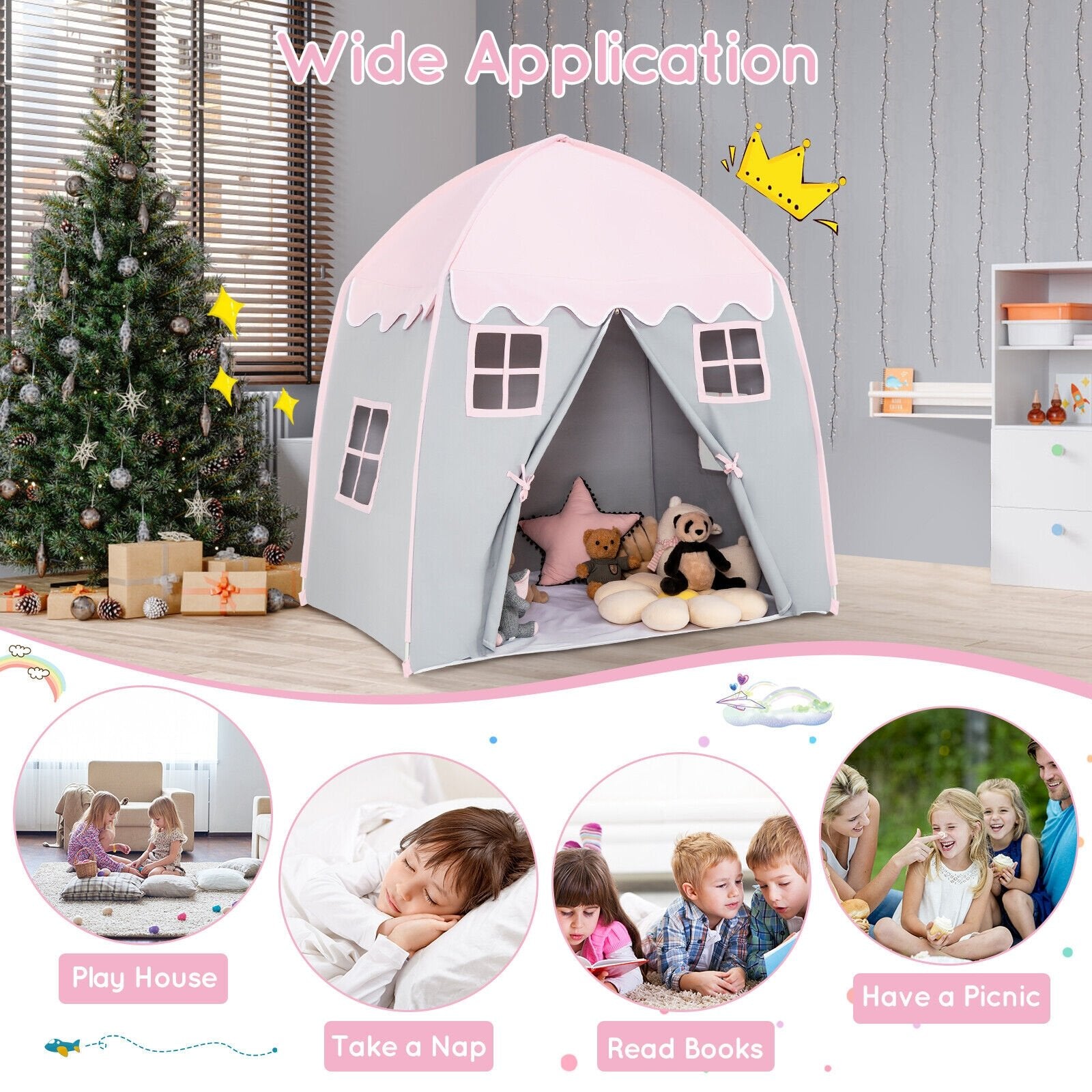 Portable Indoor Kids Play Castle Tent, Pink Play Tents & Playhouse   at Gallery Canada